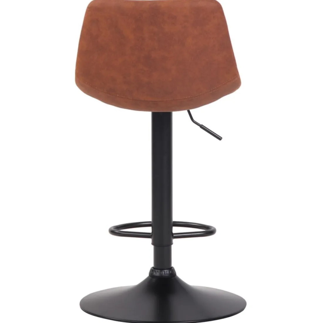 Tabouret réglable design 'OMALET' en microfibre brune et pied en métal noir