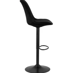 Tabouret réglable 'MIKE' en velours noir et pied noir