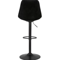 Tabouret réglable 'MIKE' en velours noir et pied noir