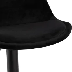 Tabouret réglable 'MIKE' en velours noir et pied noir