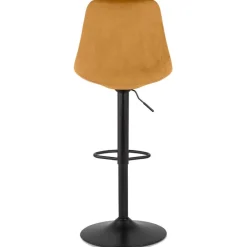 Tabouret réglable 'MIKE' en velours moutarde et pied noir