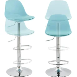 Tabouret réglable 'PRINCES' bleu avec haut dossier confortable