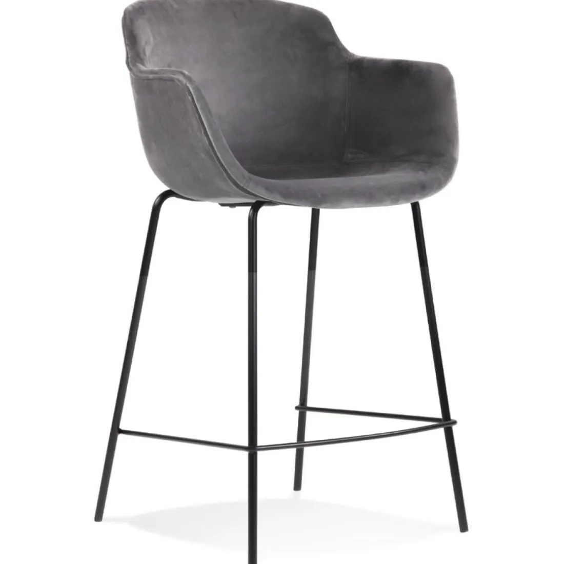 Tabouret snack mi-hauteur 'LARISSA MINI' en velours gris