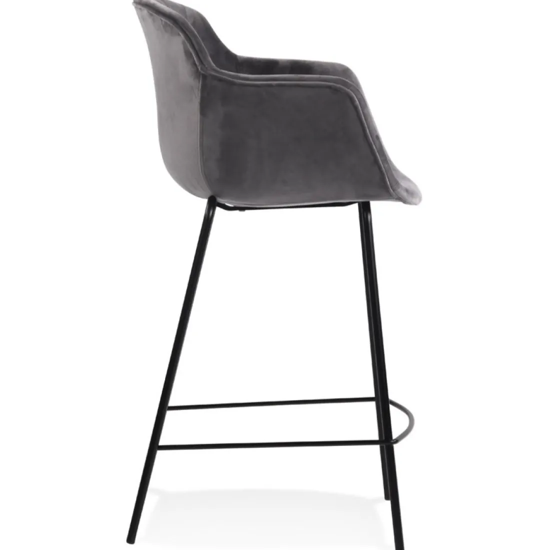 Tabouret snack mi-hauteur 'LARISSA MINI' en velours gris