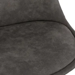 Tabouret snack mi-hauteur 'TAO MINI' en microfibre grise et pieds en métal noir