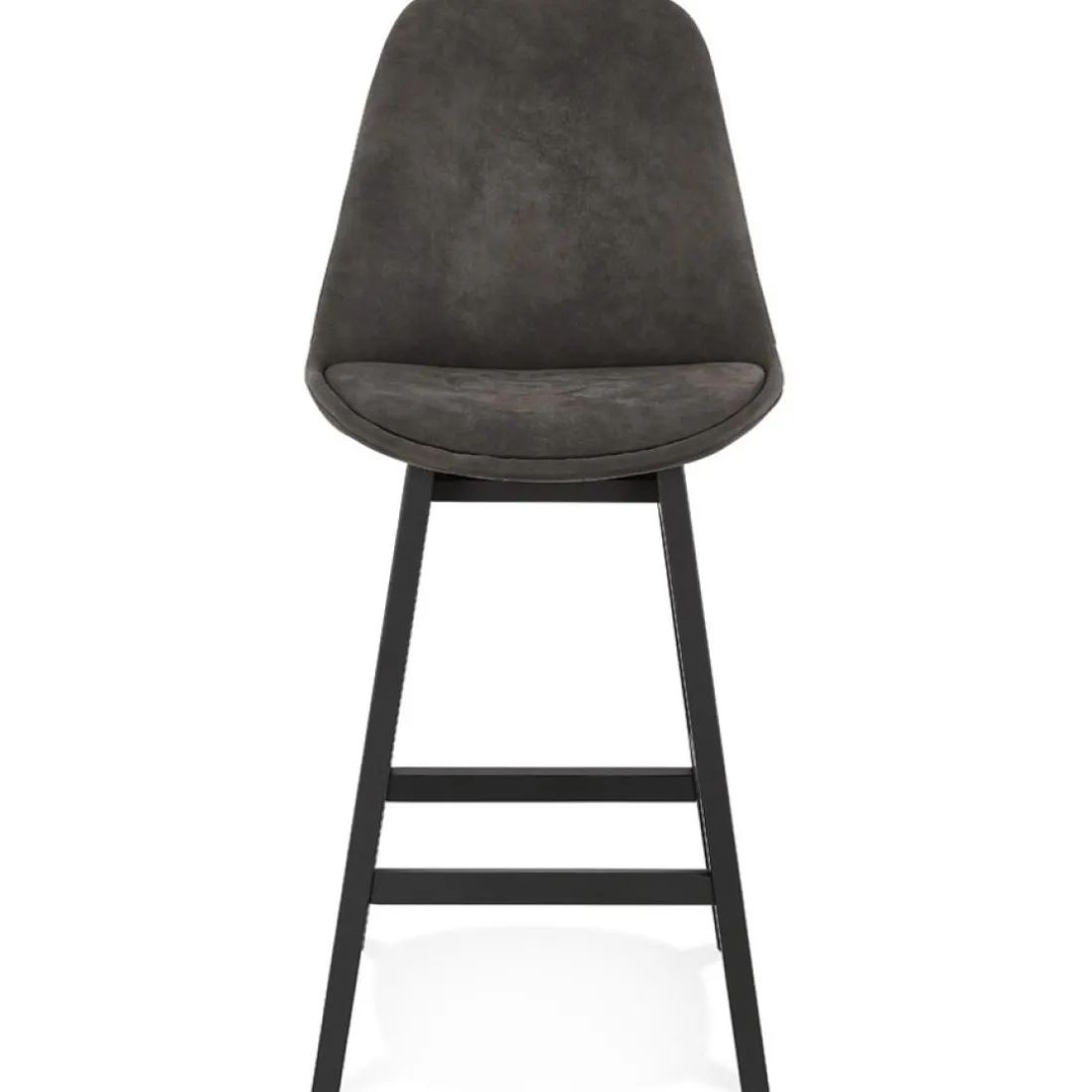 Tabouret snack mi-hauteur 'ASPEN MINI' en microfibre grise et pieds en bois noir