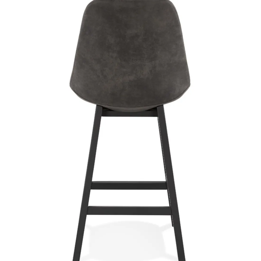 Tabouret snack mi-hauteur 'ASPEN MINI' en microfibre grise et pieds en bois noir