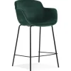 Tabouret snack mi-hauteur 'LARISSA MINI' en velours vert