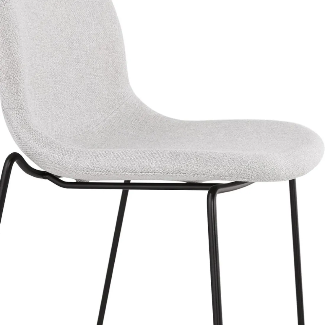 Tabouret snack mi-hauteur 'EKTOR MINI' en tissu gris clair empilable