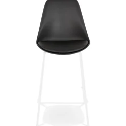 Tabouret snack mi-hauteur 'LEMON MINI' noir avec pied en métal blanc