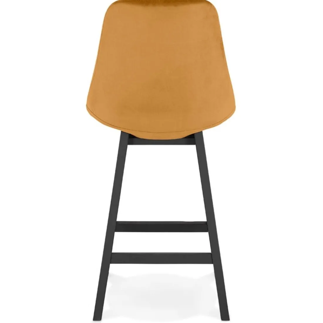 Tabouret snack mi-hauteur 'MORISS MINI' en velours moutarde et pieds en bois noir
