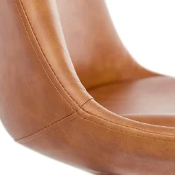 Tabouret snack mi-hauteur 'RITUAL MINI' en matière synthétique brune et pied en métal noir