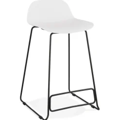 Tabouret snack mi-hauteur 'BABYLOS MINI' blanc avec pieds en métal noir