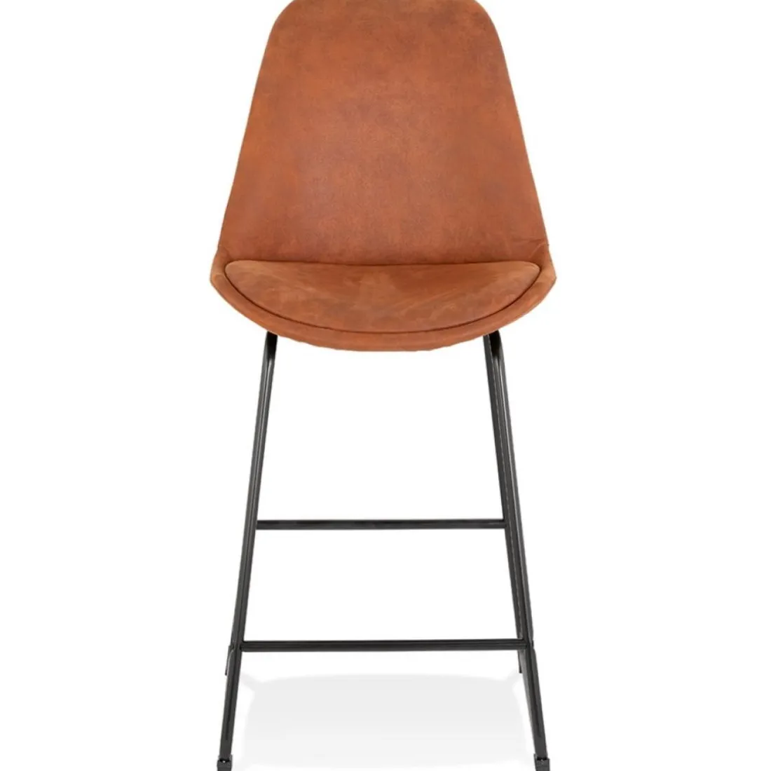 Tabouret snack mi-hauteur 'BIKI MINI' en microfibre brune et pieds en métal noir