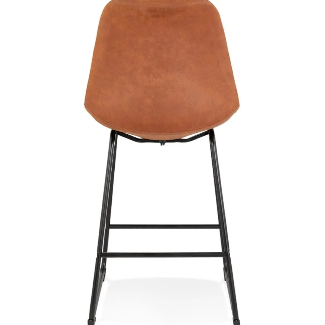 Tabouret snack mi-hauteur 'BIKI MINI' en microfibre brune et pieds en métal noir