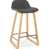 Tabouret snack mi-hauteur scandinave 'BALTIK MINI' en tissu gris