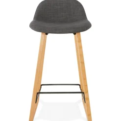 Tabouret snack mi-hauteur scandinave 'BALTIK MINI' en tissu gris