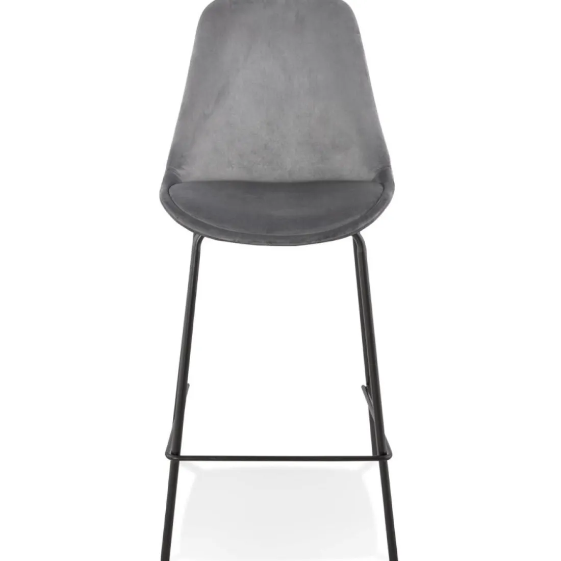 Tabouret snack mi-hauteur 'SPARK MINI' en velours gris et pieds en métal noir