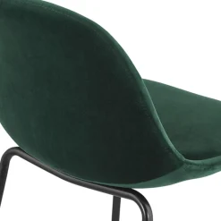 Tabouret snack mi-hauteur 'FENTON MINI' en velours vert et pied en métal noir