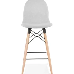 Tabouret snack mi-hauteur 'GALACTIK MINI' en tissu gris clair style scandinave