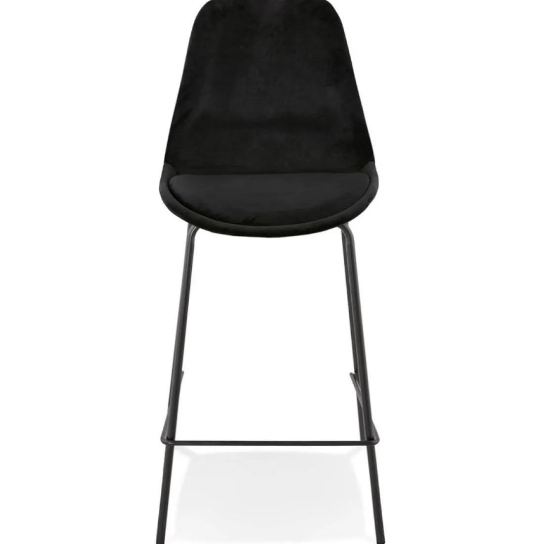 Tabouret snack mi-hauteur 'SPARK MINI' en velours noir et pieds en métal noir