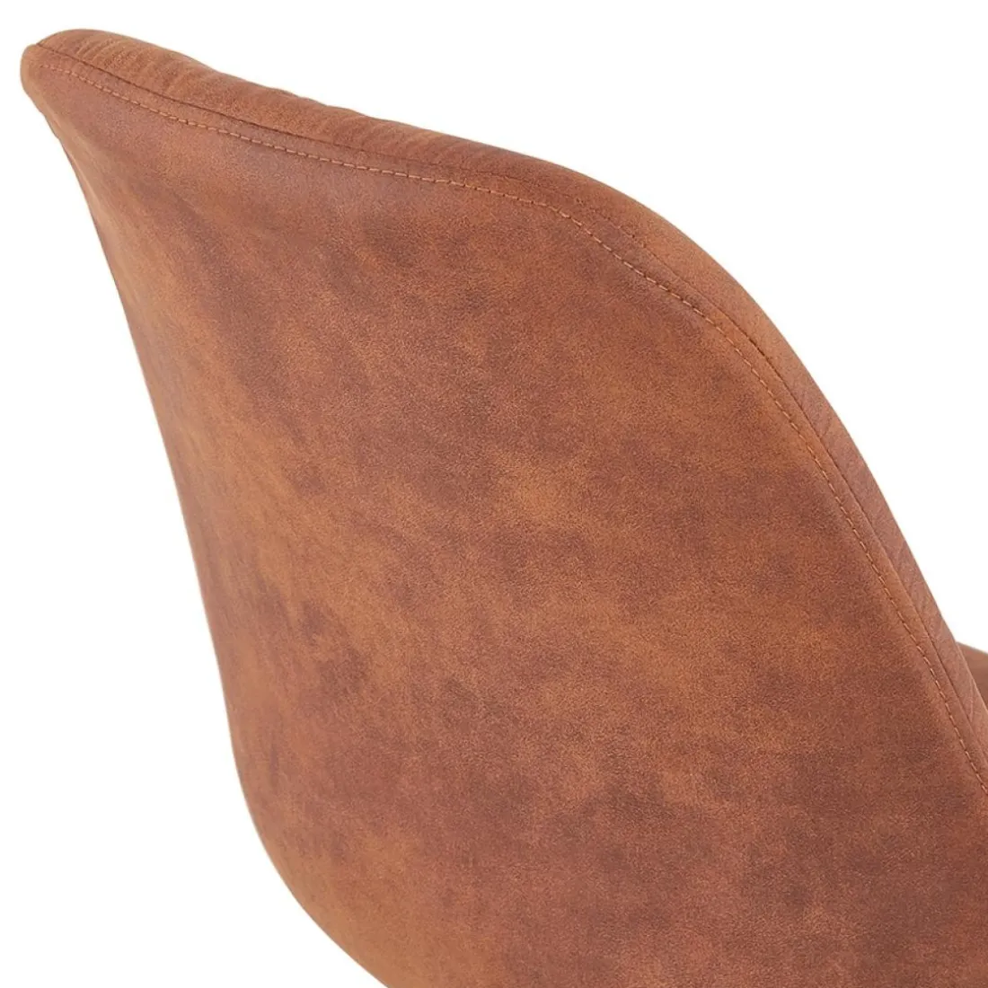 Tabouret snack mi-hauteur 'TAO MINI' en microfibre brune et pieds en métal noir
