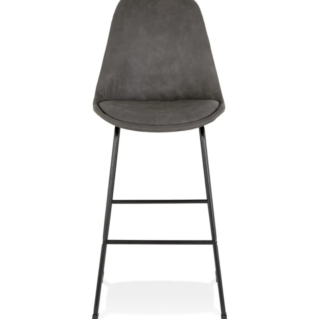 Tabouret snack mi-hauteur 'BIKI MINI' en microfibre grise et pieds en métal noir