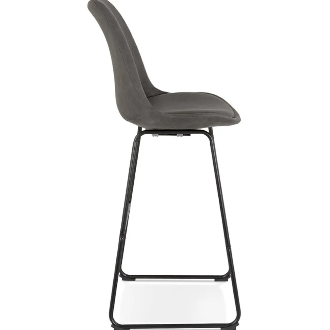 Tabouret snack mi-hauteur 'BIKI MINI' en microfibre grise et pieds en métal noir