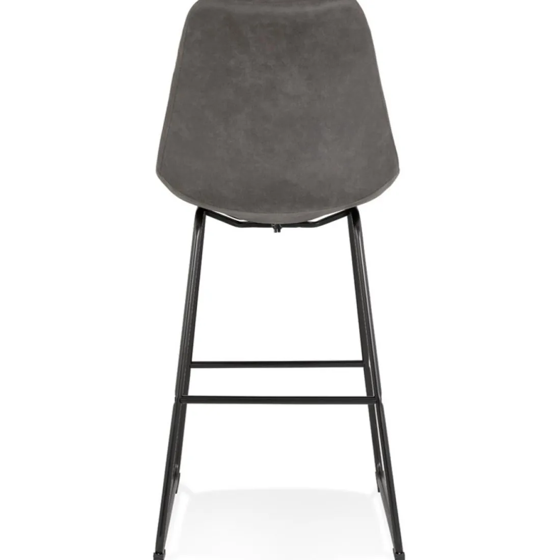 Tabouret snack mi-hauteur 'BIKI MINI' en microfibre grise et pieds en métal noir
