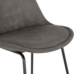 Tabouret snack mi-hauteur 'BIKI MINI' en microfibre grise et pieds en métal noir