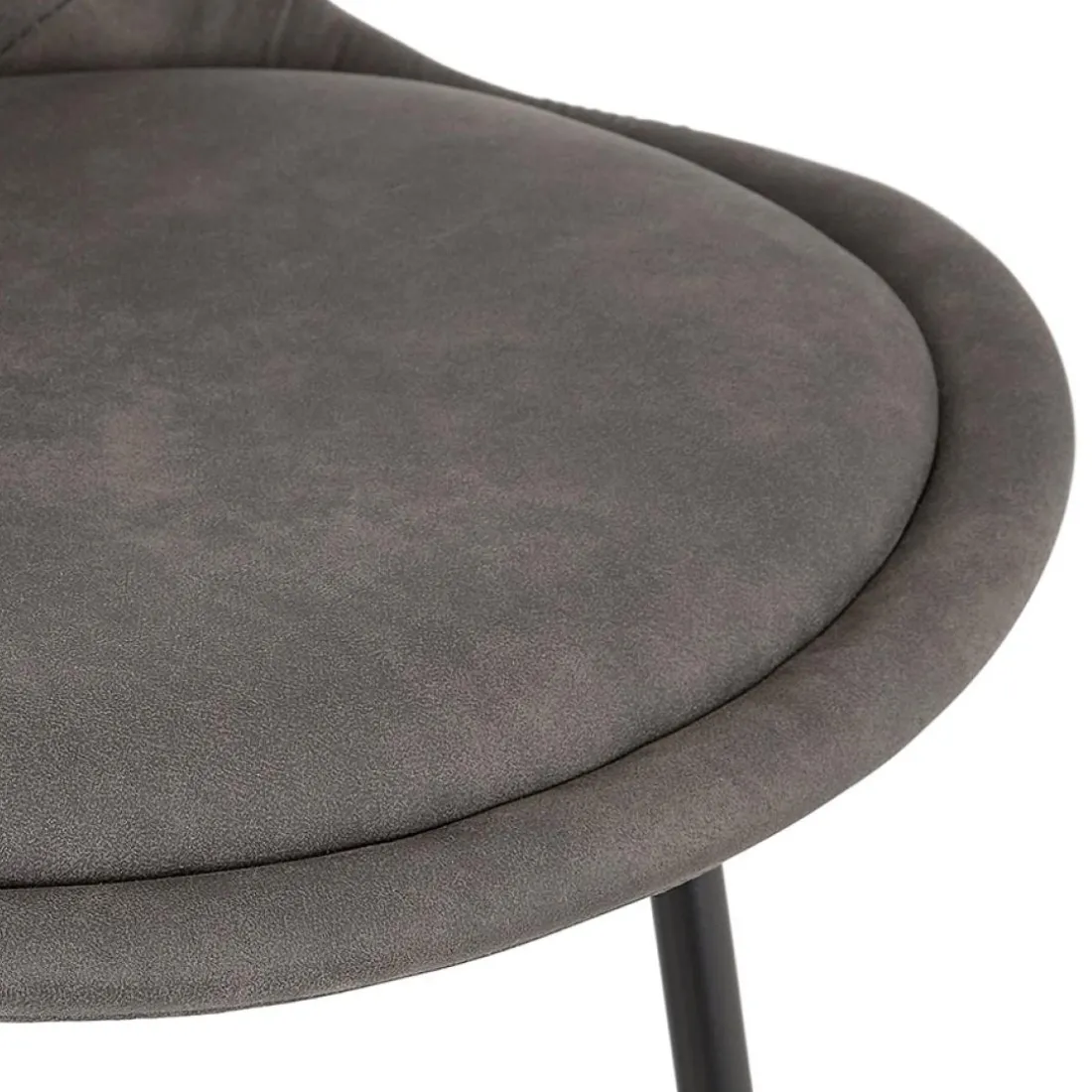 Tabouret snack mi-hauteur 'BIKI MINI' en microfibre grise et pieds en métal noir