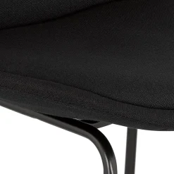 Tabouret snack mi-hauteur 'RIGO MINI' en tissu noir et pieds en métal noir