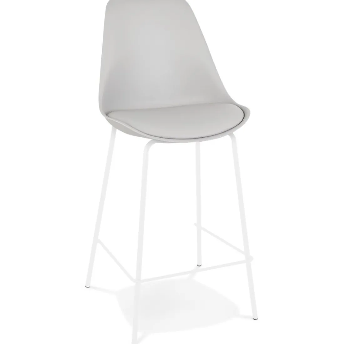 Tabouret snack mi-hauteur 'LEMON MINI' gris avec pied en métal blanc