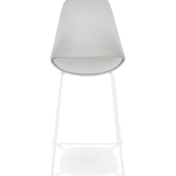 Tabouret snack mi-hauteur 'LEMON MINI' gris avec pied en métal blanc
