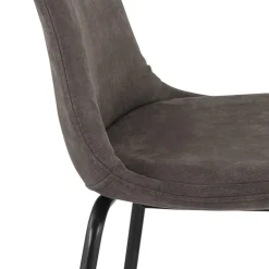 Tabouret snack mi-hauteur 'GIRON MINI' en microfibre gris foncé et pied en métal noir