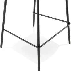 Tabouret snack mi-hauteur 'GIRON MINI' en microfibre gris foncé et pied en métal noir