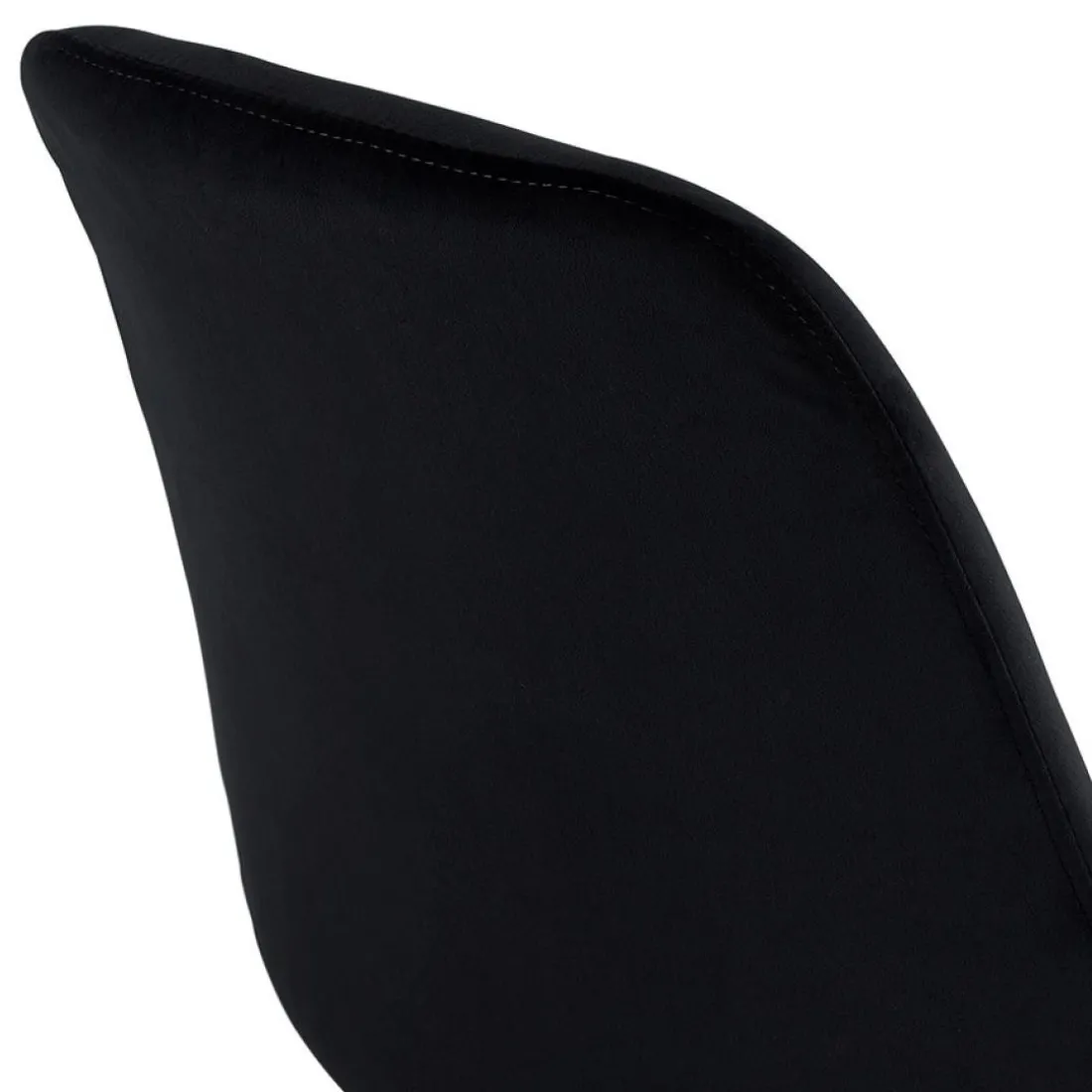 Tabouret snack mi-hauteur 'MORISS MINI' en velours noir et pieds en bois naturel