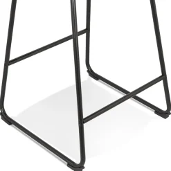 Tabouret snack mi-hauteur 'BULLY MINI' en velours rose et pieds en métal noir