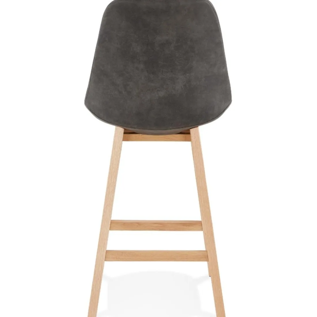 Tabouret snack mi-hauteur 'ASPEN MINI' en microfibre grise et pieds en bois naturel