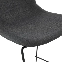 Tabouret snack mi-hauteur 'EKTOR MINI' en tissu gris foncé empilable
