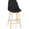 Tabouret snack mi-hauteur 'TERESA MINI' style scandinave en tissu noir