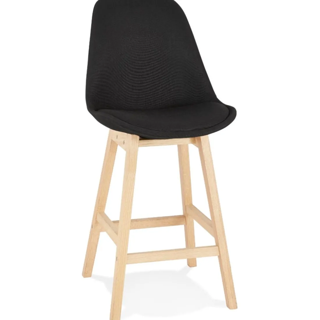 Tabouret snack mi-hauteur 'TERESA MINI' style scandinave en tissu noir