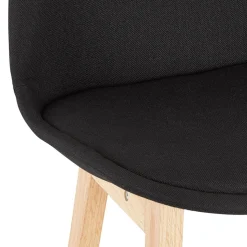 Tabouret snack mi-hauteur 'TERESA MINI' style scandinave en tissu noir