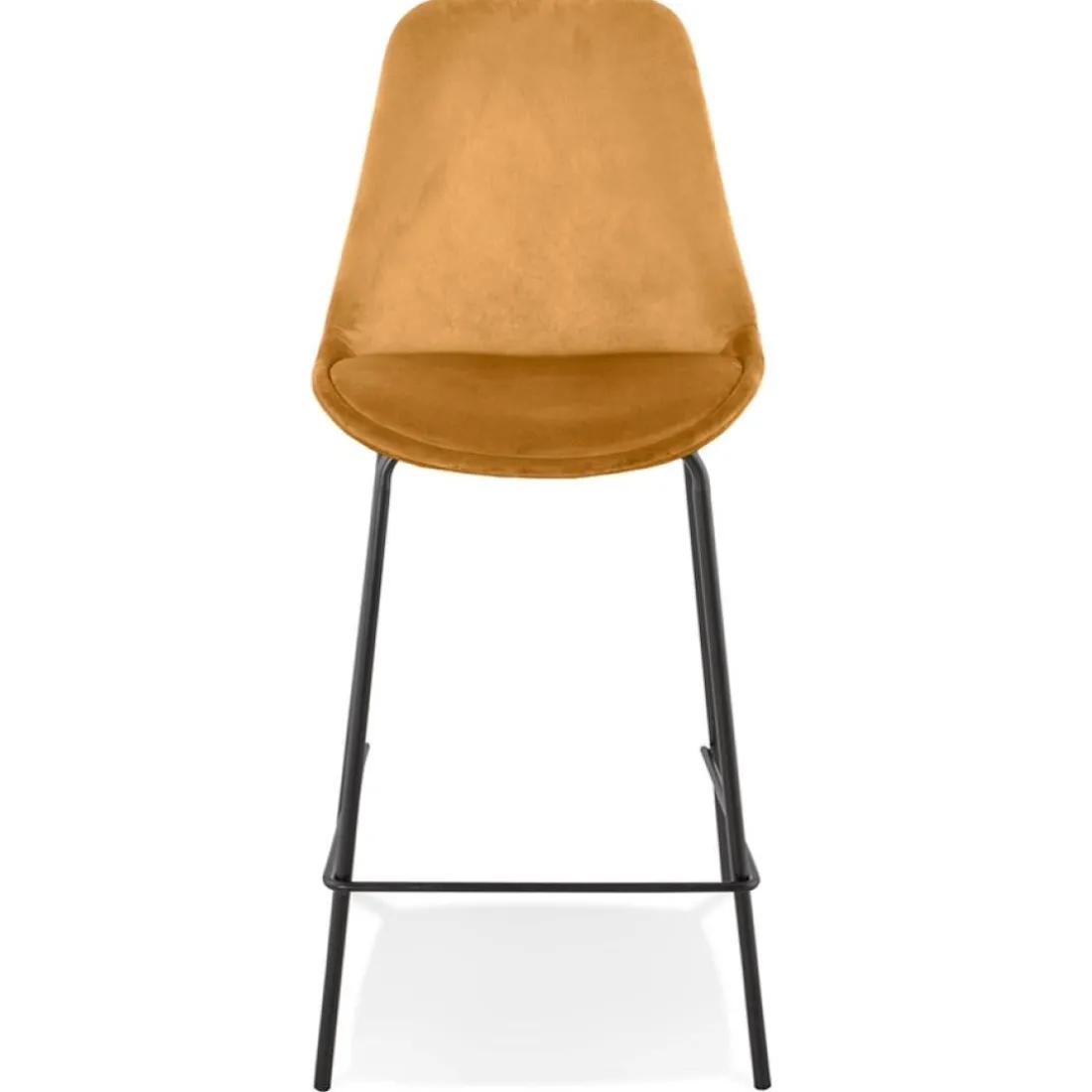Tabouret snack mi-hauteur 'SPARK MINI' en velours moutarde et pieds en métal noir