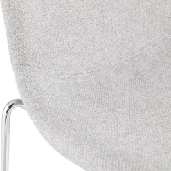 Tabouret snack mi-hauteur empilable 'FAKIR MINI' en tissu gris clair et pied en métal chromé