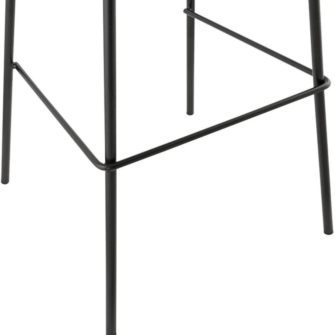 Tabouret snack mi-hauteur 'ALOE MINI' en tissu noir avec pied en métal