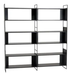 Étagère 6 niches 3 niveaux Noir piètement métal