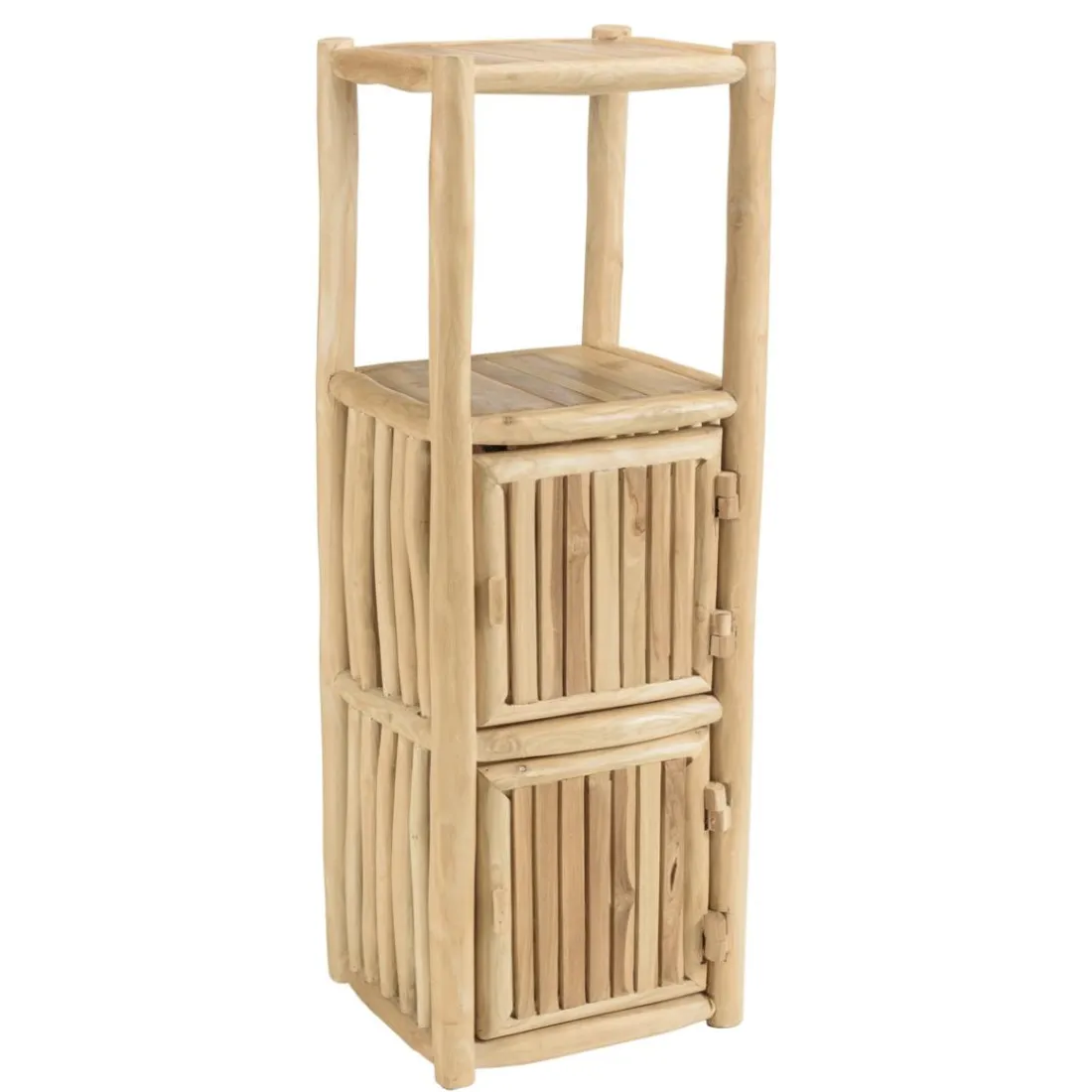 Étagère 1 niveau et 2 portes en branches de teck naturel WILL Beige
