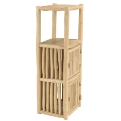 Étagère 1 niveau et 2 portes en branches de teck naturel WILL Beige