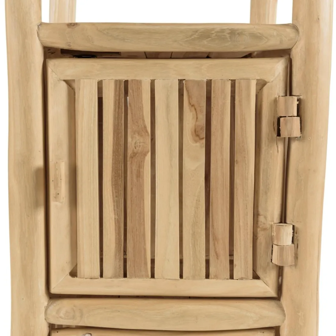 Étagère 1 niveau et 2 portes en branches de teck naturel WILL Beige